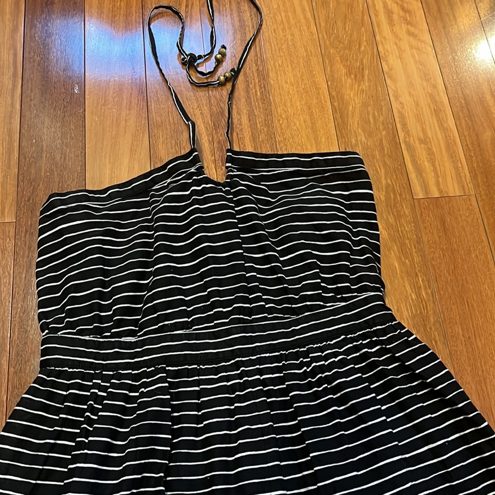 Black Floral Stripe Peasant Dress from Gap with Full Skirt - Picture 3 of 7